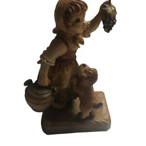 Anri Club #6 Ferrandiz Figurine italy girl With Dog Grape Harvest Time Carving